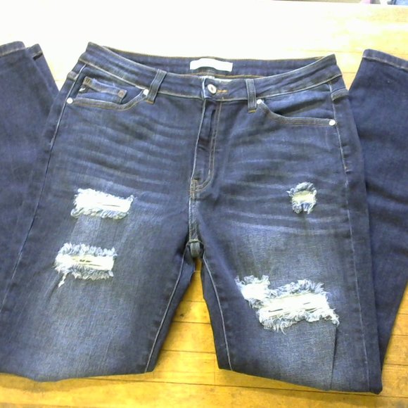 KanCan Distressed Jeans - Dark Blue - Picture 1 of 5